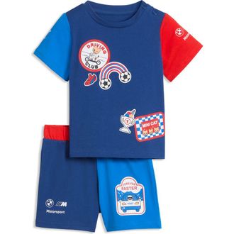 Puma x BMW M Motorsport Kids Cotton T-Shirt & Shorts Set in Pro Blue/M Color at Nordstrom, Size 2T
