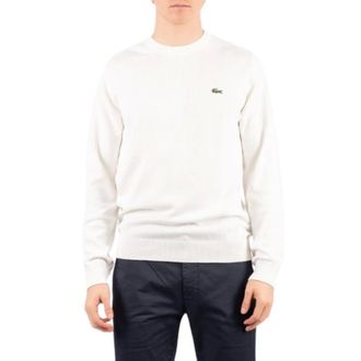 Lacoste Round-neck Knitwear, male, White, Size: XL Round-neck Pullover