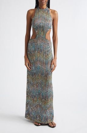 Missoni Metallic Cutout Dress in Multi Brown Blue White at Nordstrom, Size 38