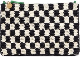 Clare Vivier Checkerboard Knit Flat Clutch in Black/Ivory Multi at Nordstrom