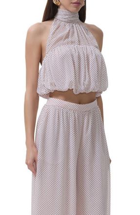 AFRM Laramie Pin Dot Halter Top in Mauve Pink Dot at Nordstrom, Size X-Large