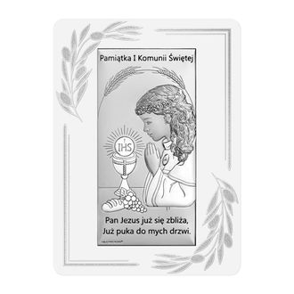 OEM Quadro Ricordo In Argento Per La Prima Comunione, Regalo Per La Prima Comunione Per Una Bambina 6717op-a 13 X 18 Cm