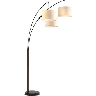 Brightech Trilage 84 Adjustable Tall LED Floor Lamp with 3 Fabric Drum Shades, Bulbs Included in Bronze at Nordstrom