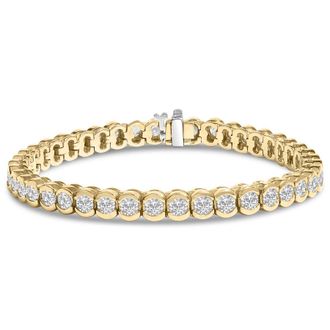 House of Brilliance 14K Yellow Gold 8.00 Cttw Half Bezel Set Diamond Tennis Bracelet (H-I Color, SI2-I1 Clarity) - 7 Inches