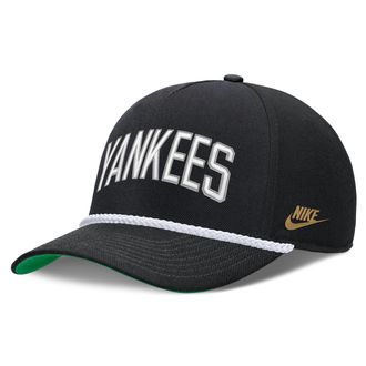 Nike New York Yankees Rise Nike Mens MLB Adjustable Hat in Black | NB4508ZENYY-D8K
