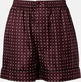 Saint Laurent Printed silk satin shorts