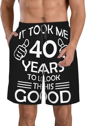 AOOEDM Happy 40th Birthday Mens Swim Trunks Quick Dry with Mesh Lining Beach Shorts Bathing Suit Swimwear