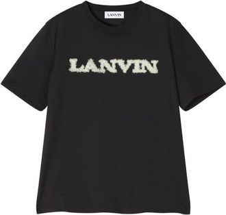 Lanvin Shearling Cotton T-Shirt in Black at Nordstrom, Size X-Large