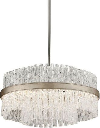 Hudson Valley Lighting Chime L&aacute;mpara Colgante 4 Luces Hoja Plata Acero Inoxidable Pulido, Vidrio