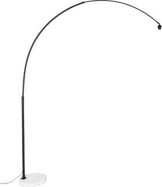 QAZQA Qazqa L&aacute;mpara De Arco Moderna Negra Con Base Blanca Ajustable Sin