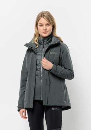 Jack Wolfskin 3-in-1-Funktionsjacke JACK WOLFSKIN LUNTAL 3IN1 JKT W, Damen, Gr. XS, gr&uuml;n (slate, gr&uuml;n), Obermaterial: 100% Polyester. Futter: 100% Polyester. Innenm