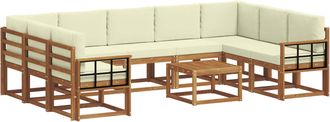 vidaXL Conjunto De Sof&aacute;s De Exterior 10 Uds. Natural Y Crema Vidaxl