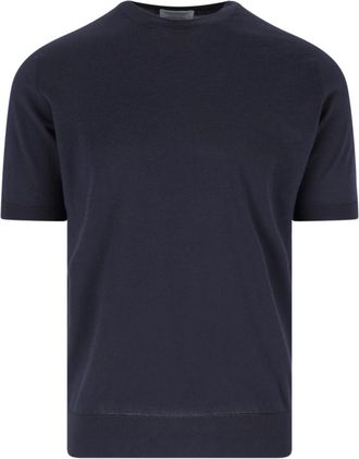 John Smedley Navy Blue Sea Island Cotton T-shirt