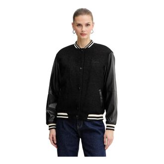 Guess Dames, Jassen, Zwart, Maat: S Leer