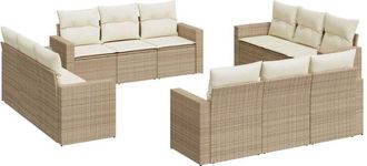 vidaXL Set De Sof&aacute;s De Jard&iacute;n 12 Pzas Y Cojines Rat&aacute;n Sint&eacute;tico Marr&oacute;n Vidaxl