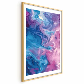 OEM P&oacute;ster - Flujos Nocturnos - Olas Abstractas En Tonos Azules Y Morados