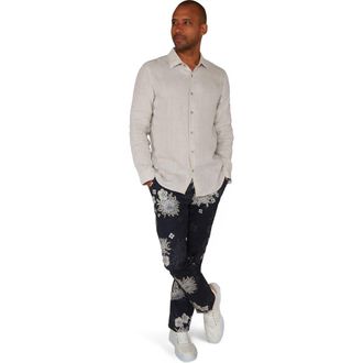 Lords of Harlech Charles Flat Front Chino Printed Pant in Mumms Dream Black at Nordstrom, Size 32 X 34