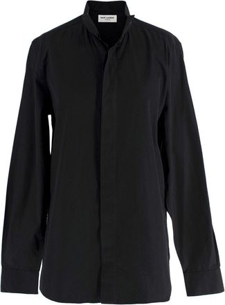 Saint Laurent Black Cotton Long-Sleeve Shirt Size 15
