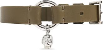 Alexander McQueen skull charm bracelet - men - Calf Leather/Brass - OS - Green