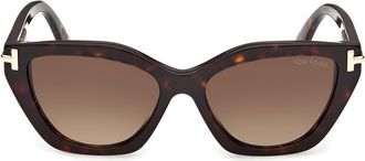 Tom Ford 55mm Butterfly Sunglasses in Dark Havana Shiny Gold /Brown at Nordstrom