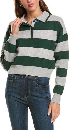 525 america Double Johnny Collar Rugby Stripe Pullover