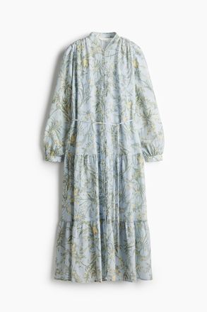 H&M Oversized Kleid aus Crinklestoff - Hellblau/Gebl&uuml;mt