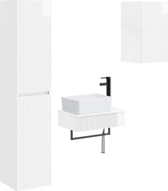 vidaXL Juego De Muebles De Ba&ntilde;o 3 Uds. Blanco Brillante Vidaxl