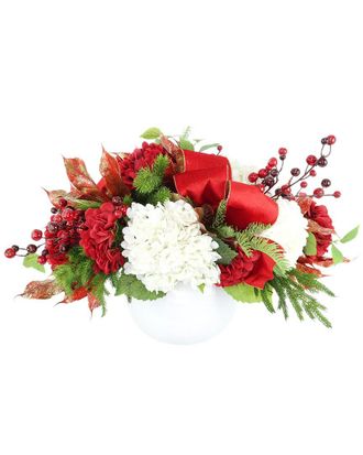 Creative Displays Inc. Handmade Christmas Holiday Centerpiece With Hydrangeas, Berries & Bows