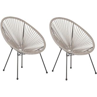Beliani Beliani - Set di 2 Sedie da Giardino Grigio Chiaro Rattan Sintetico Resistente Acapulco