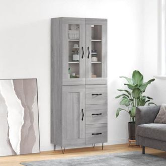 vidaXL Credenza Grigio Sonoma 69,5x34x180 cm in Legno Multistrato - Vidaxl