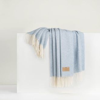 Lands Downunder Pinstripe Cashmere Throw in Sky at Nordstrom