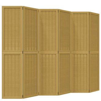 vidaXL Vidaxl - Biombo Separador De 6 Paneles Madera Maciza Paulownia Marr&oacute;n