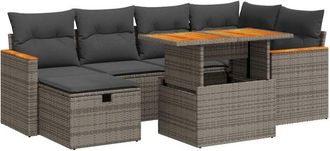 vidaXL Set De Sof&aacute;s De Jard&iacute;n Y Cojines 8 Piezas Rat&aacute;n Sint&eacute;tico Gris Vidaxl