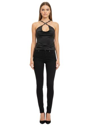 Pinko Black Solid Scoop Neck Top