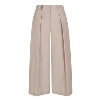 PESERICO Peserico, Wide Trousers, female, Beige, Size: M Wide Trousers