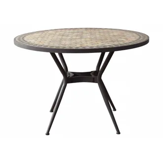 Milani Home Milani Home - Brais - Tavolo Con Piano Rotondo E Mosaico Beige E Antracite