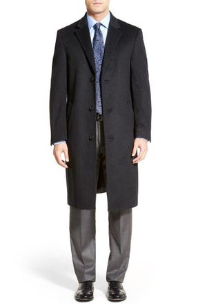 Hart Schaffner Marx Sheffield Classic Fit Wool & Cashmere Overcoat in Charcoal at Nordstrom, Size 36 Regular