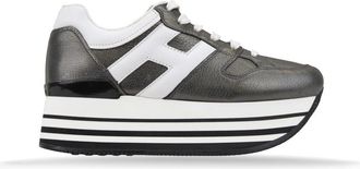 Hogan Leren Vetersneakers Rood - Dames - Sneakers - Zwart - 34 1/2 EU - Leer - Schoenen