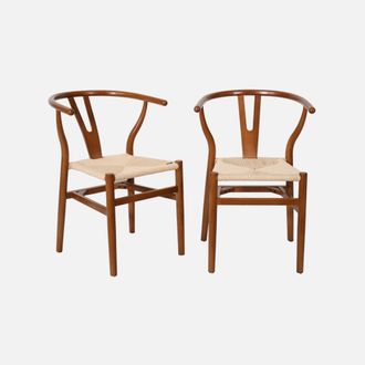Sweeek Silla De Madera Con Asiento De Cuerda, Set De 2