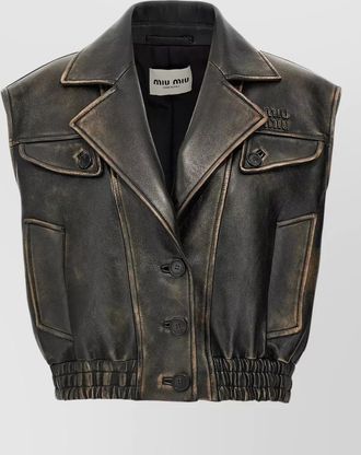 Miu Miu nappa leather vest notch lapels waistband