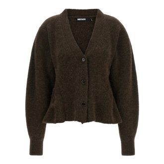 Rotate Rotate Birger Christensen, Truien & Vesten, Dames, Bruin, XS, Wol, Peplum Gebreide Cardigan