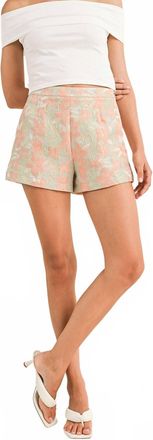 Merci Floral Jacquard Shorts In Orange