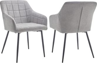 Home Heavenly Pack de 2 sillas de patas negras tela jaspeada gris 82 x 61 x 57 cm