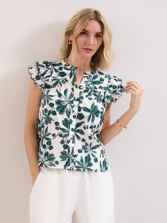 Phase Eight Rena Cotton Blouse in Green at Nordstrom, Size 10