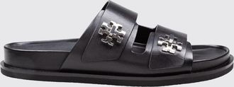 Tory Burch Sandali flat in pelle liscia con logo metallico Double T