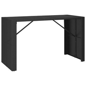 vidaXL Mesa Alta Bar Rat&aacute;n Pe Y Superficie Vidrio Negro 185x80x110 Cm Vidaxl