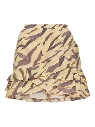 Iro Dauna tiger-print ruffled mini skirt - Yellow