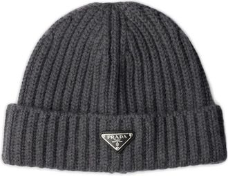 Prada Berretto con applicazione logo - Grigio