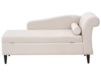 Beliani Chaise longue derecho Terciopelo Beige con almacenaje