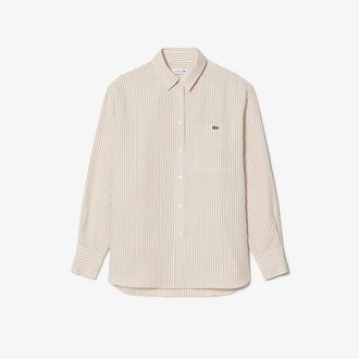 Lacoste Gestreept hemd met lange mouwen van linnenmix